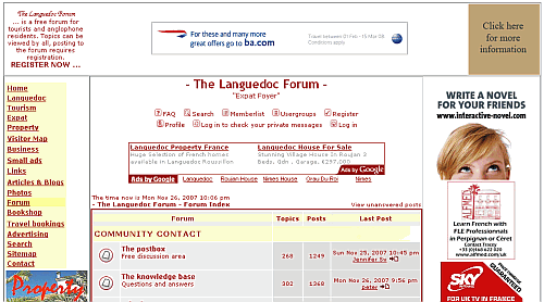 Image of The Languedoc Forum. The Languedoc forum is the most active anglophone forum covering the Languedoc Region. It was previously titled "Expat Foyer"